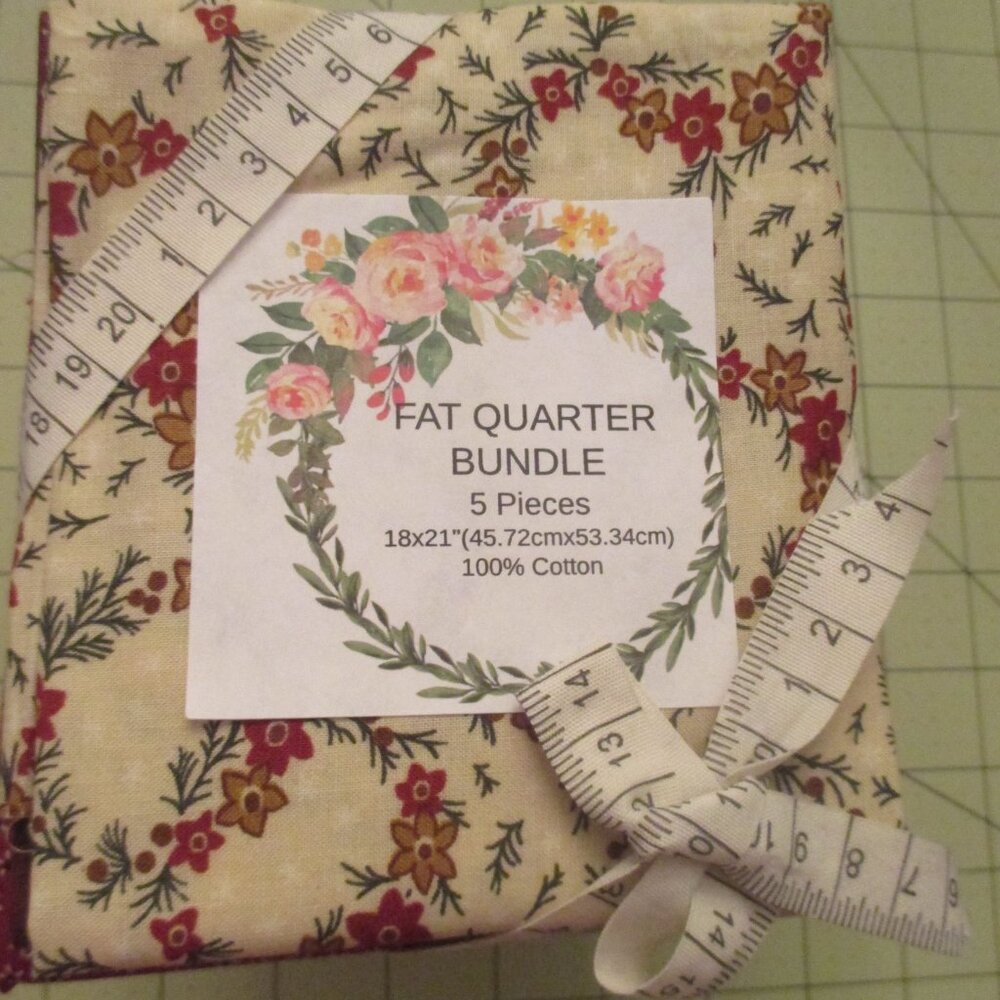 FAT QUARTER BUNDLE/5/BURGANDY-BROWN-CREAM/NEW
